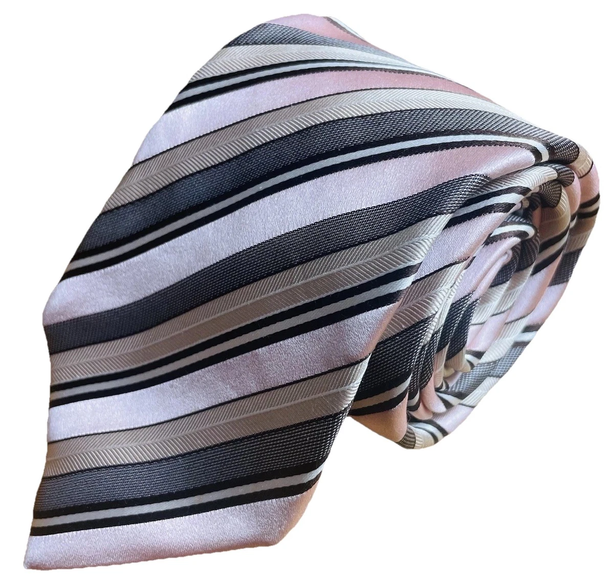 Cravate HUGO BOSS 100% Soie - Homme - Made In Italy - Violet Rayé - Neuf Sans étiquette