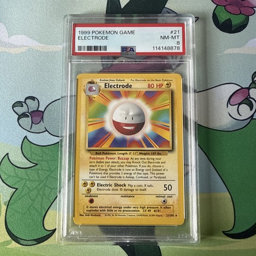 PSA 8 Electrode 21/102 Base Set Unlimited Pokemon Card 1999 WOTC