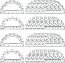 24 Pack Plastic Protractors Bulk Math Protractor 180 Degrees 6 Inch, Clear