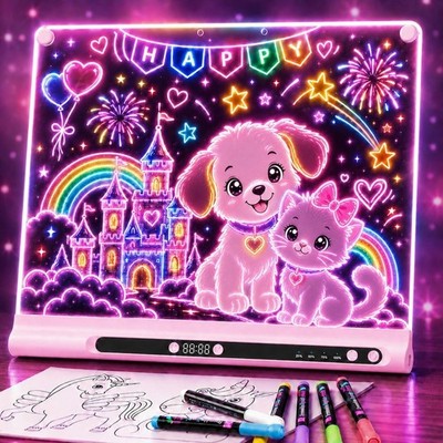 Geokay 16  Rechargeable LED Drawing Board, 9-Color Light Modes with Timer