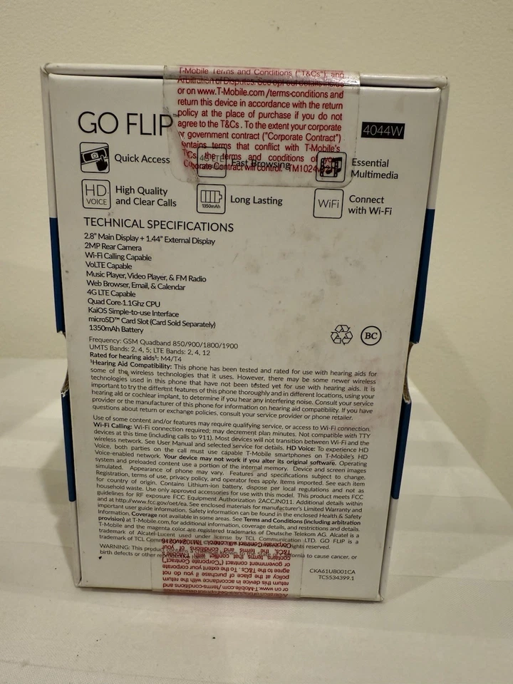 Teléfono Celular Abatible Alcatel Go Flip 4044W Azul (T-Mobile) 4G LTE GSM Teléfono Abatible Foto 2 de 4