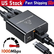 RJ45 Gigabit Ethernet Splitter 1000Mbps LAN Network Internet 1 to 2 Adapter lot