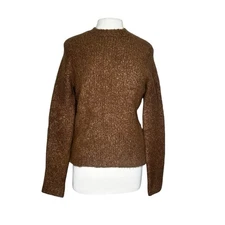 Gabriela Hearst Long Sleeved Crewneck Cashmere and Silk Knit brown Sweater