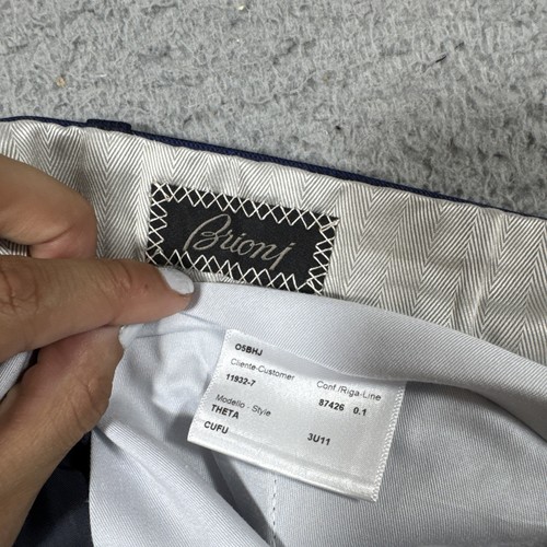 Brioni Brunico Super 160's Azul Doble Ventana Hombres Traje CONJUNTO Abrigo Deportivo Pantalones - Imagen 23 de 24