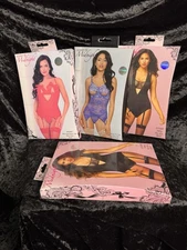 4 Packs NIB seven 'till Midnight Lingerie Black Red Iris Purple Lingerie Set OS