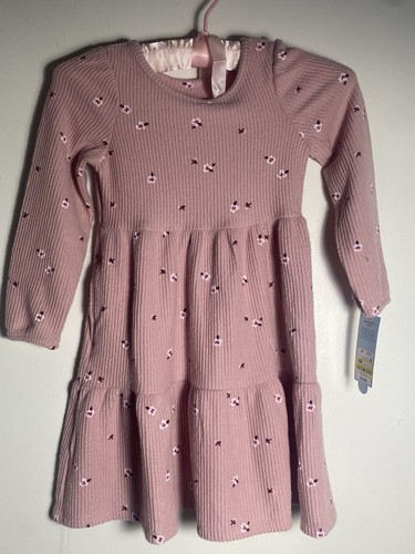Cat & Jack Girls Dress Size 5T Pink Embroidered Flowers LS Pockets NWT $16. - Picture 9 of 15