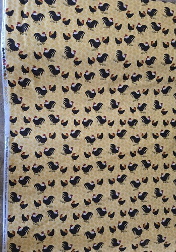 BTY X 44"W Roosters On Light Gold By Benartex Heartland Series #13356 - Picture 2 of 4