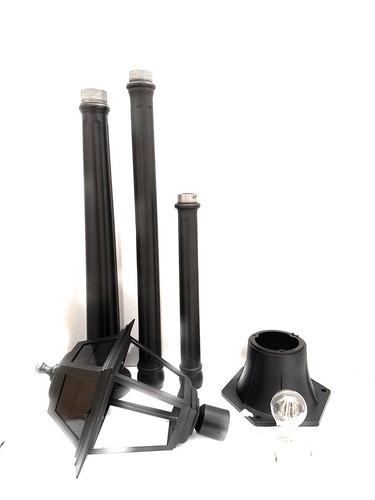 LUTEC Post Light W/ Integrated LEDs 1-Light Dusk Dawn Cast Solar Aluminum Black - Picture 9 of 11