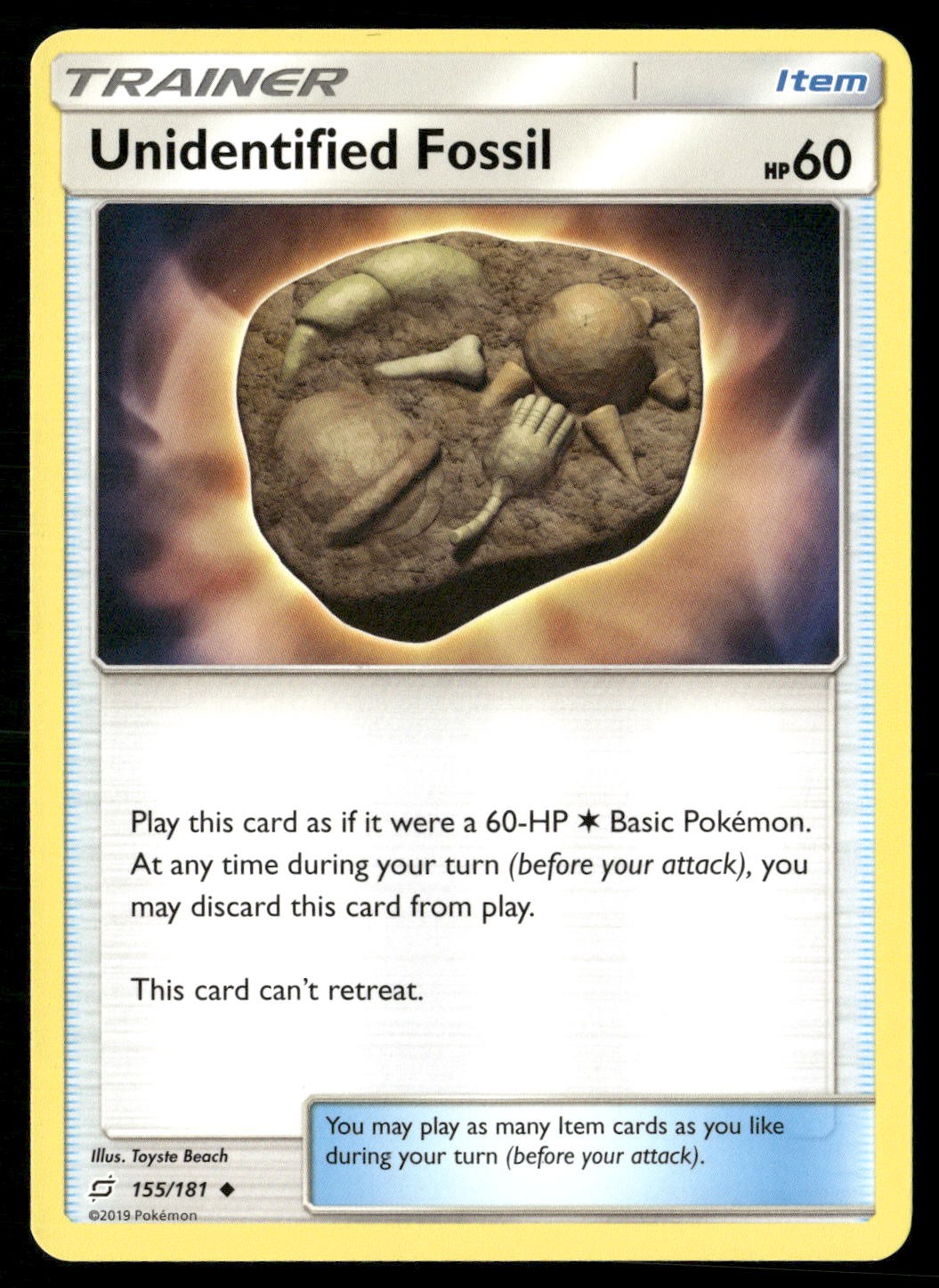 Unidentified Fossil 155/181 Uncommon Team Up Pokemon Lightly Played