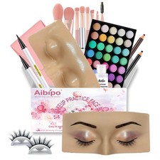 Makeup Mannequin Face Board With Kit - 3D Silicone Half for White