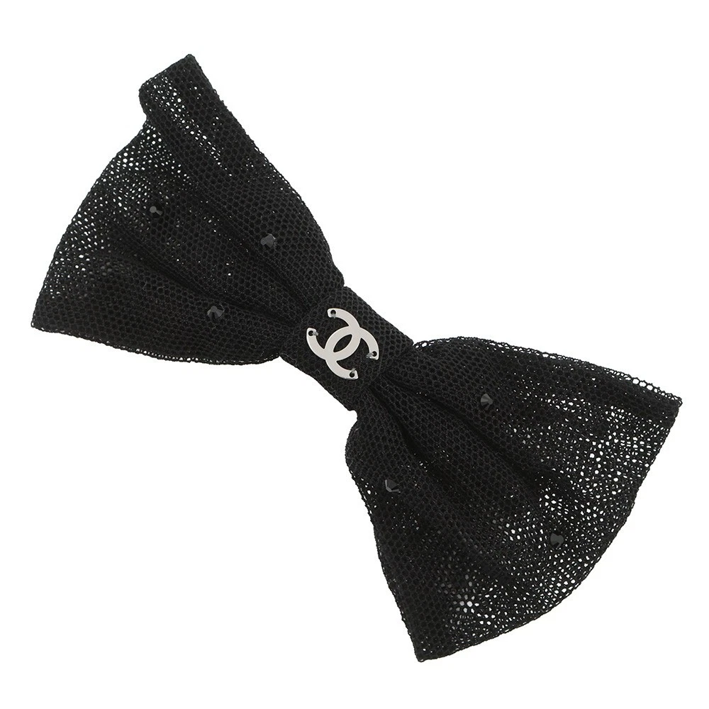 Chanel — CHANEL Barrette CC Logo Cotton/Metal Black AAA265
