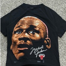 Vintage 90s Michael Jordan Big Face Chicago Bulls Salem Graphic TShirt Mens S/M
