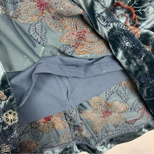 Eci women's size 14 blue velour floral dress sleeveless asian kimono large - Picture 12 of 13