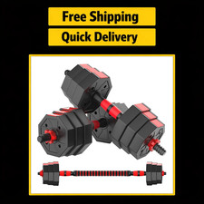 Adjustable Dumbbell Set 5-44 lbs, Free Weights with Barbell Connector, Home Gym