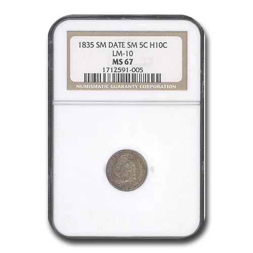 1835 Capped Bust Half Dime MS-67 NGC (LM-10, Sm Date, Sm 5c)