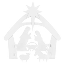 48 In. Christmas Outdoor Nativity Scene, Weather-Resistant Yard Decor - White