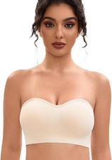 Strapless Bras for Women-Push-Up Non-Slip Bandeau Bra,Seamless, Size Medium