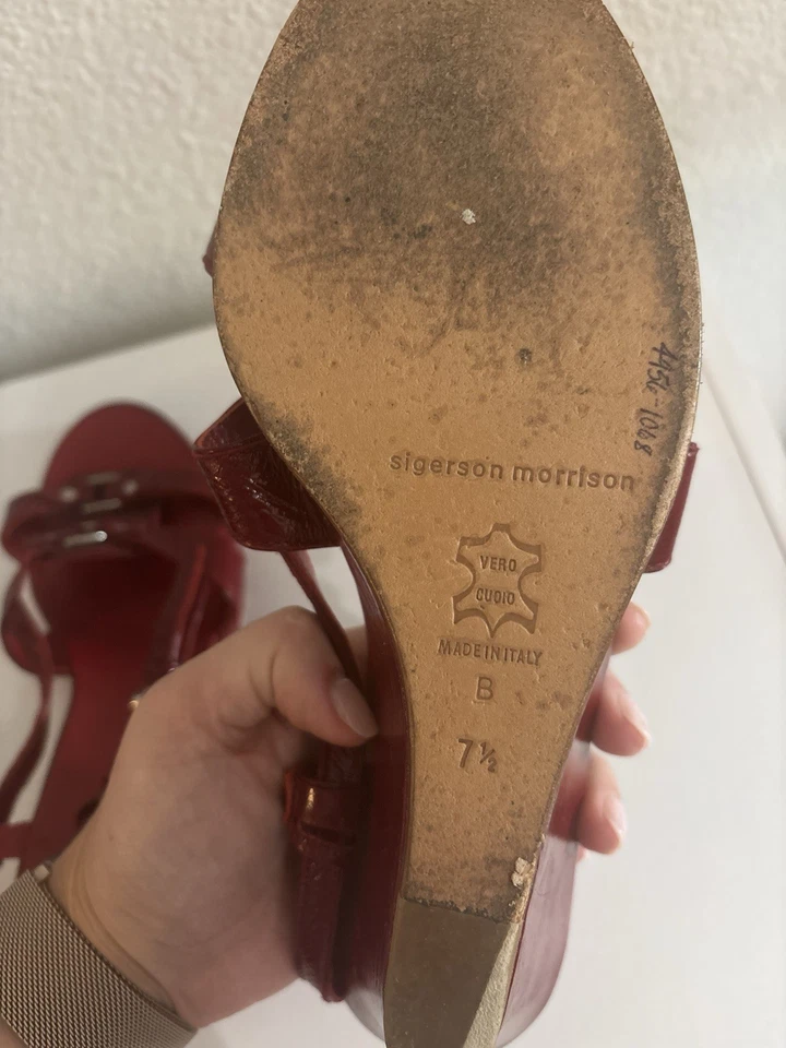 Y2K Vintage Sigerson Morrison Women's Red Heels Size 7.5 - Image 4 of 4