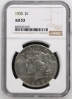 1935 Peace silver dollar NGC AU 53