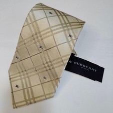 Burberry Nova Check Silk Tie Yellow Gold Horse Logo Unused 147cm