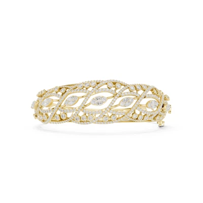 4.72CTW Artisan Leaf Motif Lab Grown Diamond Bangle in 14K Yellow Gold - image 1 of 4