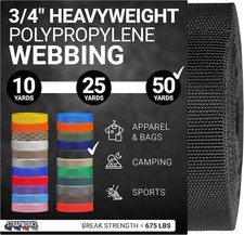 Heavyweight Polypropylene Webbing - Heavy Duty Poly Strapping for Outdoor DIY...