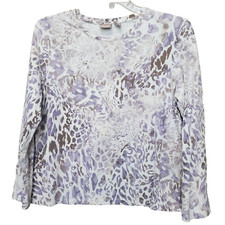 Chico's Cotton Blend Mixed Animal Print Long Sleeve T-Shirt Size 3 XL 