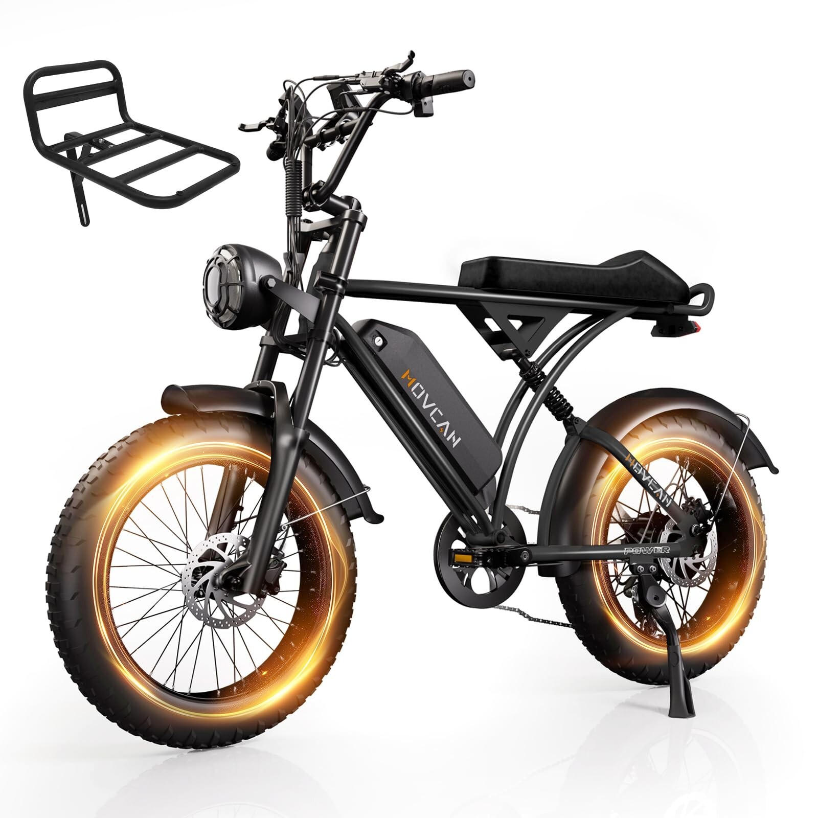 Movcan Mountain Ebike Adults 20" Fat Tire Electric Bike 33mph 1500W 48V 18.2Ah