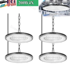4 Pack 200W UFO Led High Bay Light Factory Warehouse Commercial Led Shop Lights