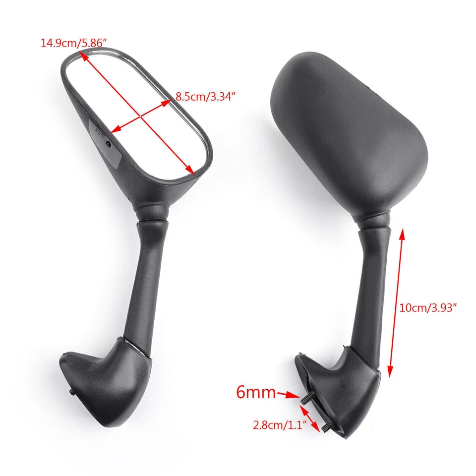 Espelhos para Yamaha YZF 600 R6 2003-2005 YZF R6S 2006-2008 preto EUA - Imagem 2 de 4