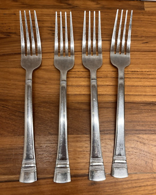 TOWLE TWS516 Set of 4 Stainless Dinner Forks Beaded & Bands