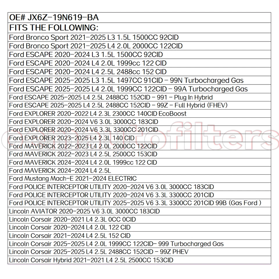 OEM Cabin Air Filter MRC2198/JX6Z-19N619-BA for Ford Explorer 2020-2025 CF11775 Foto 2 de 4