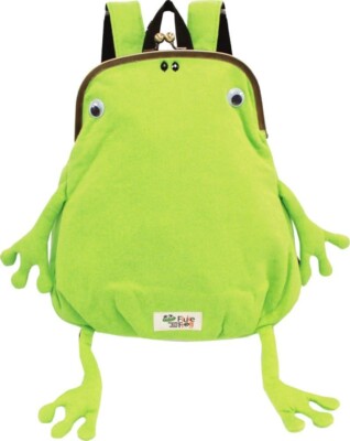 Gym Master Mini Clutch Backpack Kiss Lock Clasp Closure Fluke Frog Lime Green