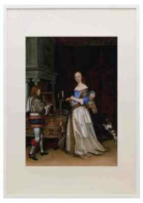 Borch A Lady At Her Toilet Ca1660 Oiloncanvas30X23The Detroi A3 A4 Framed Print