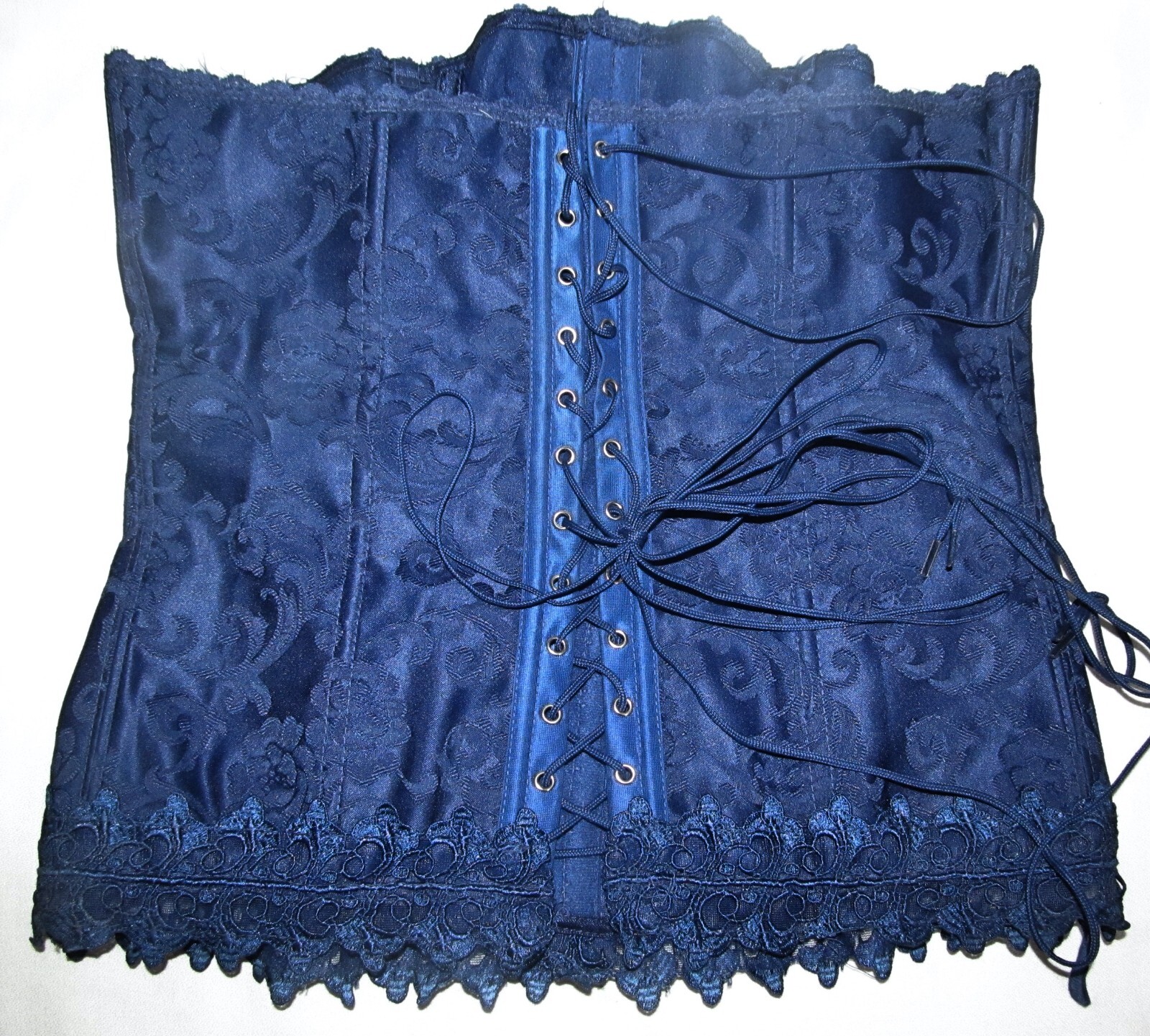 Fredericks of Hollywood Blue Floral Lace Up Corset To… Gem