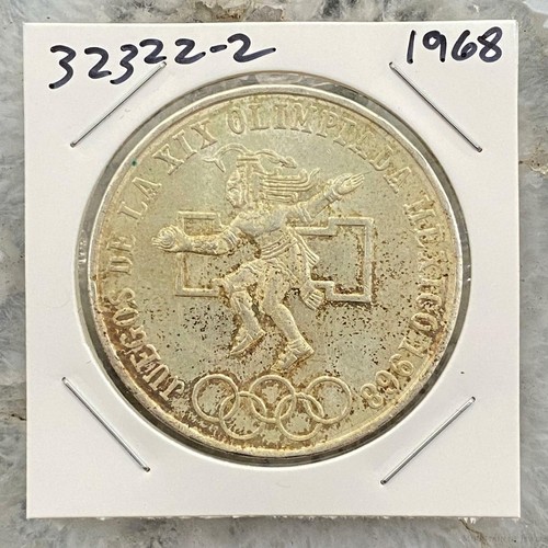 1968 Mexico XIX Olympic Games Aztec Ball Player 25 Pesos Silver Coin #32322-2 - 第 1/4 張圖片