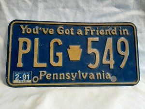 1991 License Plate Pennsylvania Vehicle Plg 549 You Ve Got A Friend In Pa Ebay