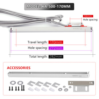 SINO Arrow KA500-170mm/6.69'' Travel 5um TTL Lathe Linear Scale Encoder Thin