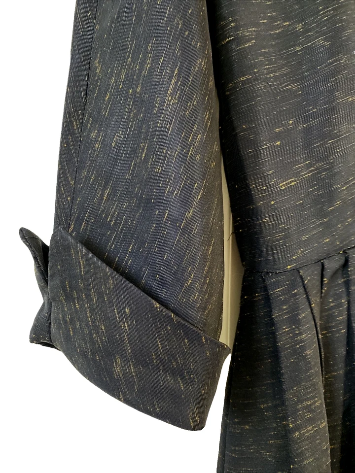 Vtg 50's Atomic Black Gold Fleck Fit & Flare Dress Pin-Up Rockabilly Sz XS S - Image 4 of 4