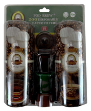 2 POD BREW 200 DISPOSABLE PAPER FILTERS 15ml Coffee Scoop use with KEURIG