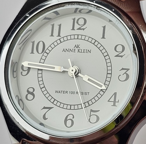 Anne Klein 10/9495 Silver Tone Round Circular White/Black Dial Wristwatch Works - Picture 2 of 10