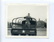 Vintage military photo, 1960's, Soldier in back of US Army truck, AE 279