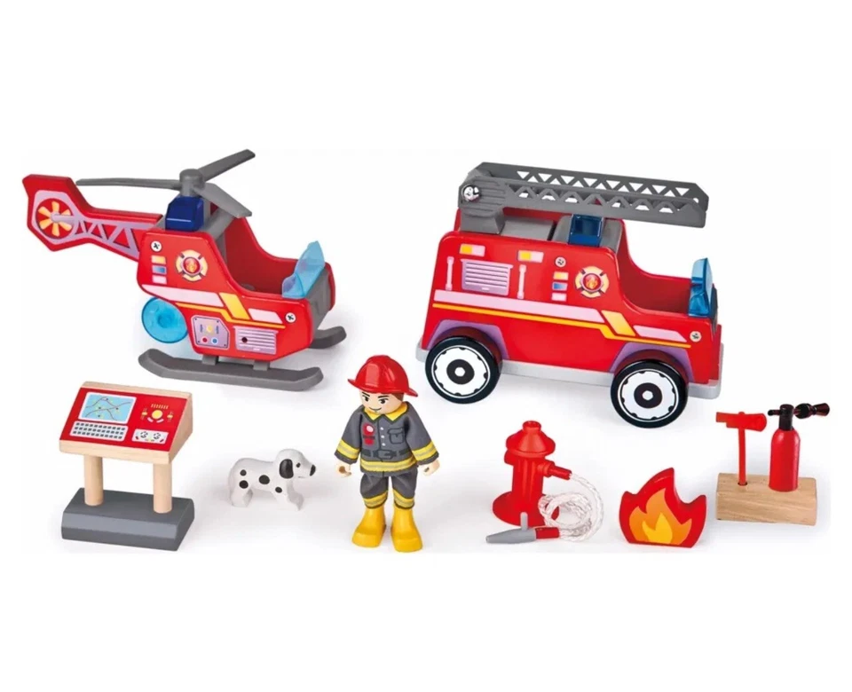 Hape - Solid Wood Fire Station Play Set  Stimulates Key Motor Skills & Play NEW - Image 2 of 4