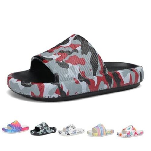 Boys and Girls Cloud Slides for Kids – Non-Slip 2-2.5 Little Kid Camo Red