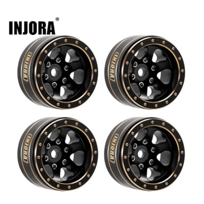 INJORA 1.0'' Messing Beadlock Felgen Räder für SCX24 TRX4M 1/24 1/18 RC Crawler