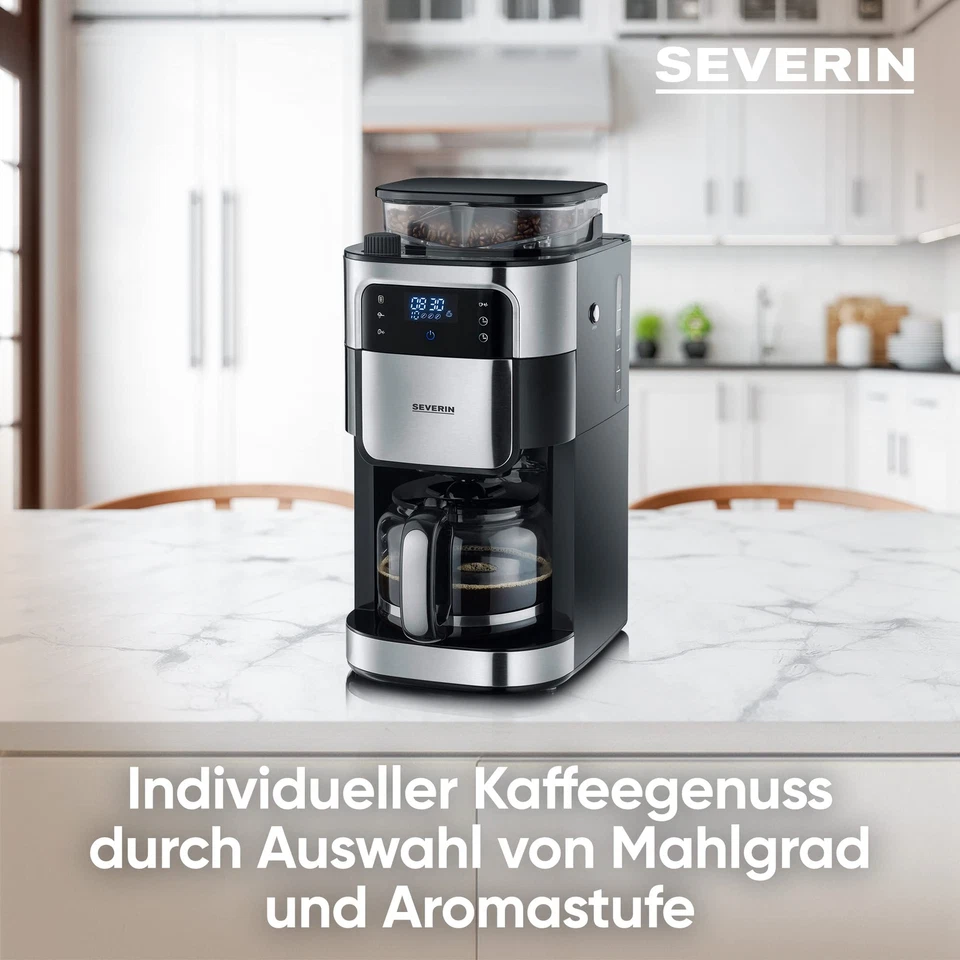 Kaffeemaschine mit Mahlwerk Kaffeeautomat mit Glaskanne und Timer-Funktion au... - Bild 3 von 4