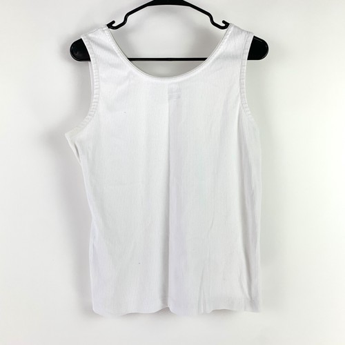 Camiseta sin mangas acanalada blanca lisa Classic Elements camisa básica para mujer grande - Imagen 5 de 5