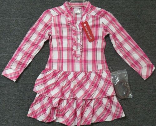 American Girl Western Plaid Dress with Belt Girls 10 Pink and White New - Picture 1 of 9