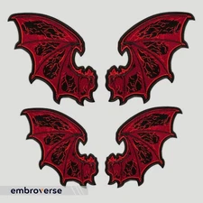 Demon Red Wings Patch - Halloween Accessory Back Jacket - Embroidered Iron On