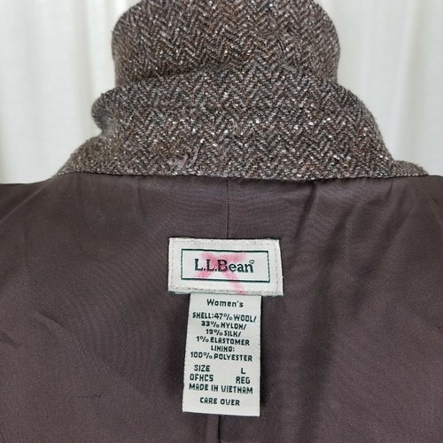 LL Bean Wool Silk Herringbone Equestrian Riding Country Jacket Blazer Womens L - Picture 8 of 8